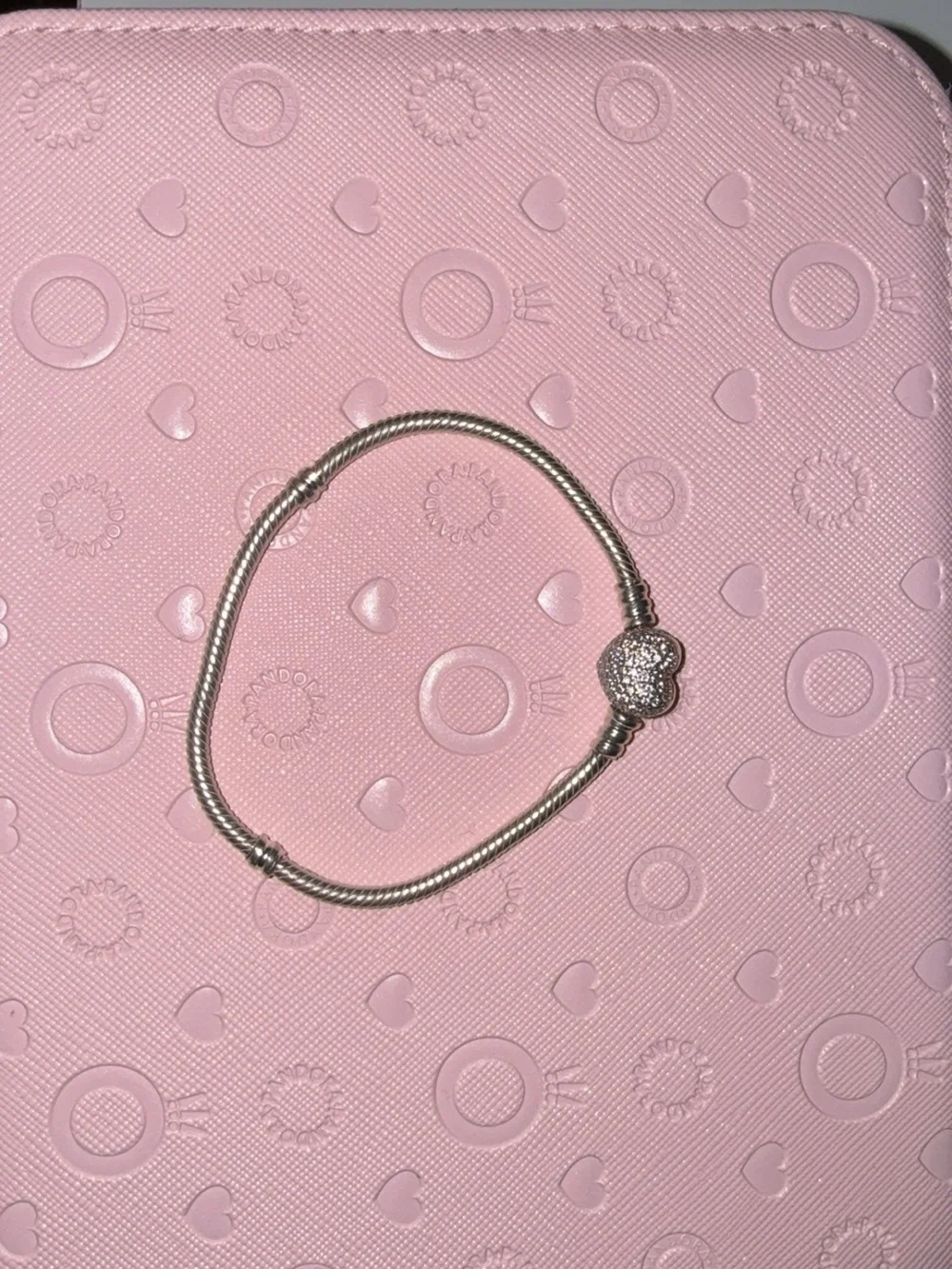 Pandora Sparkling Heart Snake Chain Bracelet